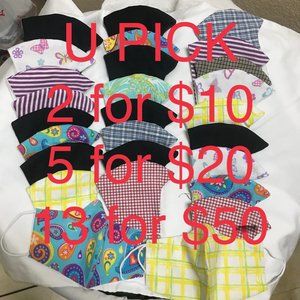 13 HOMEMADE Face Masks lot cotton elastic ear-loop